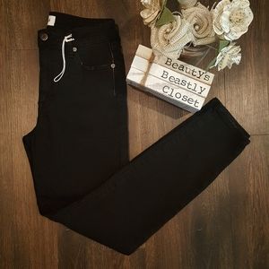 Pistola High Rise Waist Skinny Ankle Distressed Hem Jeans with Stretch 27 Black